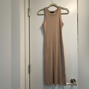 Rachel Zoe Tan Ribbed Halter Midi Dress